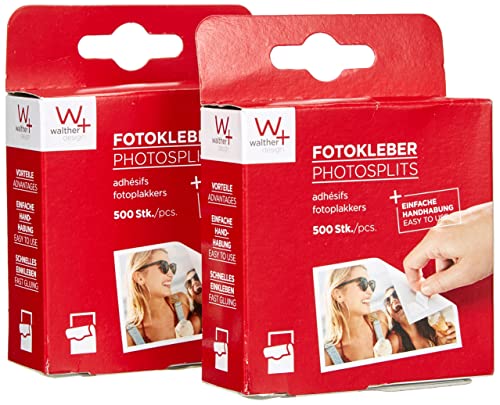 Walther FT500DP - Adhesivos para Fotos de Doble Cara, Libres de ácido (Pack Doble; 2 x 500 Unidades) Color Blanco