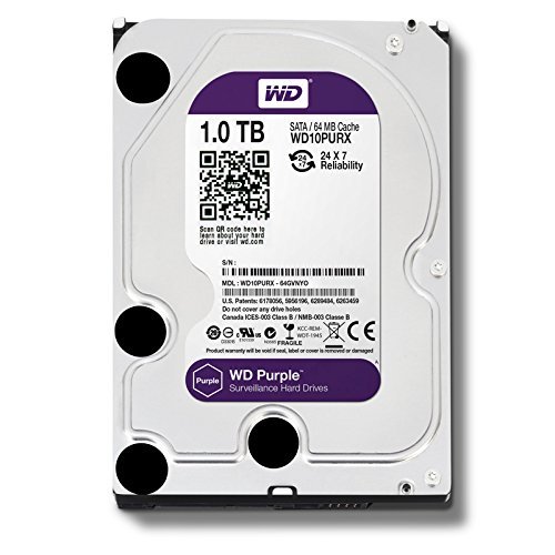 WD Purple - Disco rigido interno 1 TB Videosorveglianza 3.5", Allframe 4K - 180 TB/anno, cache 64 MB, Classe 5.400 RPM