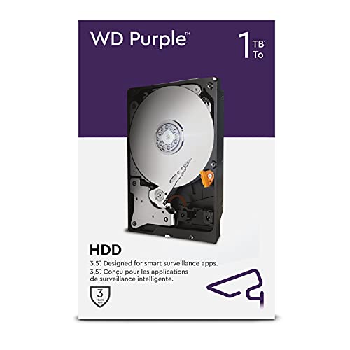 WD Purple - Disco rigido interno 1 TB Videosorveglianza 3.5", Allframe 4K - 180 TB/anno, cache 64 MB, Classe 5.400 RPM