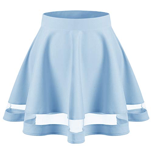 Wedtrend Mini Falda Básico Color Sólido con Elástica Casual Mujer WTC10021 Lightblue M