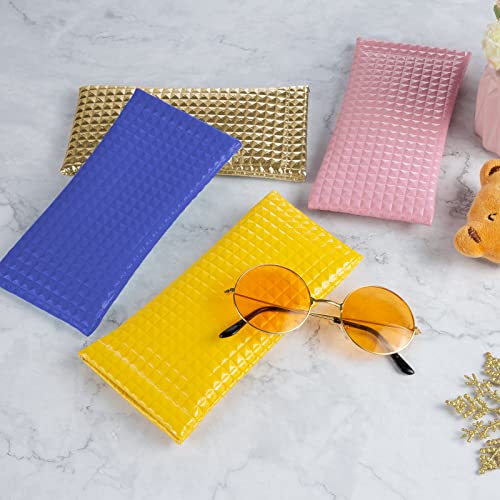 Weinsamkeit Fundas de Gafas Blandas 4 Piezas, Funda Gafas de Sol PU Cuero Estuche para Gafas con Cierre Elástico de Metal, Bolsa Gafas para Hombre Mujer Niña