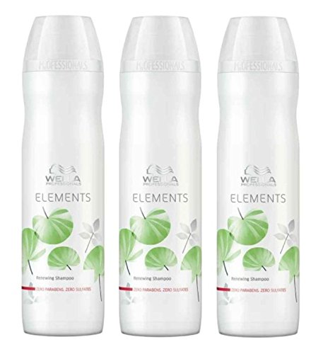 Wella Champú sin sulfatos Elements 3 x 250 ml para cabello seco y quebradizo Professionals Care