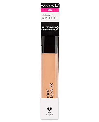 Wet n Wild - Photo Focus Concealer - Corrector Cremoso y Luminoso - Gran Cobertura, a Prueba de Selfies, Perfecto para Evitar Brillos Blancos en Las Fotos - Vegano - Medium Peach - 1 Unidad