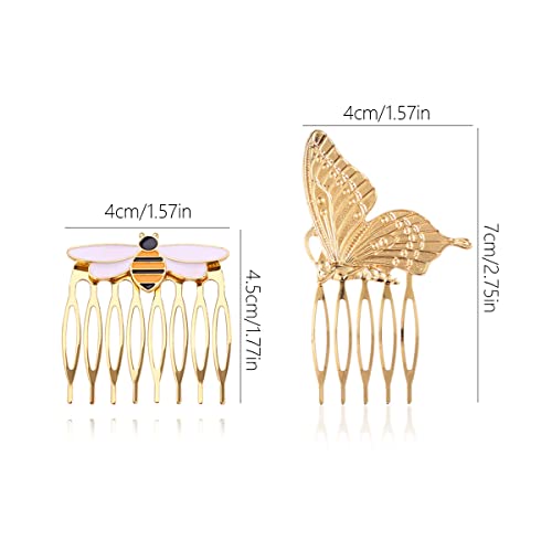 WideSmart 4Pcs Peines Laterales,Horquillas para Mujeres Clips de Pelo Vintage Peine del Pelo Mariposa Peine Lateral de Metal Mujeres Elegante Aleación Decorativa Vintage Alambre Cabello Peine Lateral