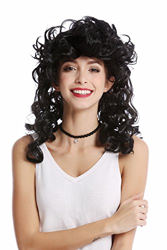 WIG ME UP- 0548-ZA103 Peluca Mujer Carnaval Halloween Larga Pelo Rizado bisoñe Color Negro Diosa Griega antigüedad