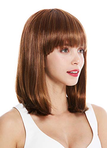 WIG ME UP- VK-1-27MB peluca de mujer pelo corto al hombro Bob largo flequillo liso color castaño cobrizo claro castaño rojizo