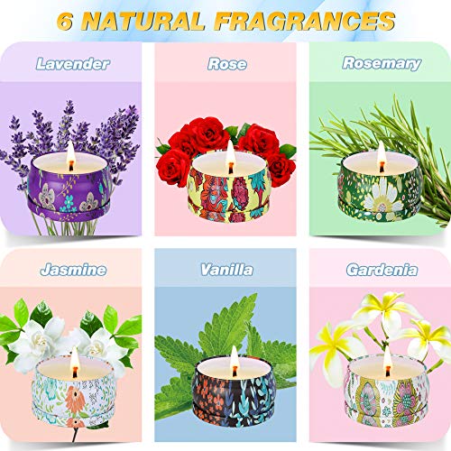 wilbest® Velas Perfumadas Juego de 6 PCS Vela Aromática Regalo de Velas de Aromaterapia Cera de Soja Natural Vela (15-20 Hora) Adecuadas para Dormitorio del Baño de Yoga Día de San Valentín para Mujer