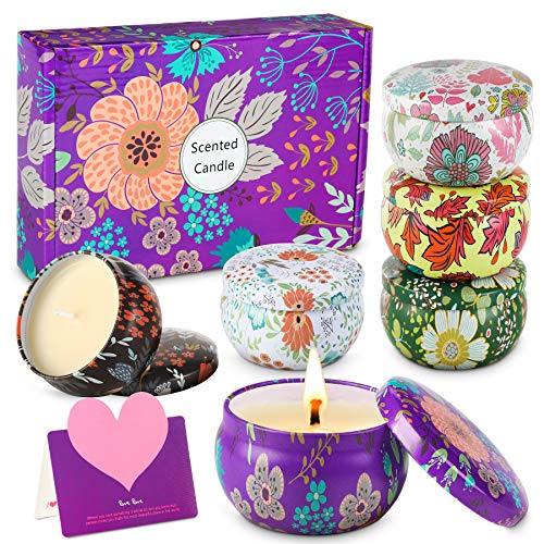 wilbest® Velas Perfumadas Juego de 6 PCS Vela Aromática Regalo de Velas de Aromaterapia Cera de Soja Natural Vela (15-20 Hora) Adecuadas para Dormitorio del Baño de Yoga Día de San Valentín para Mujer