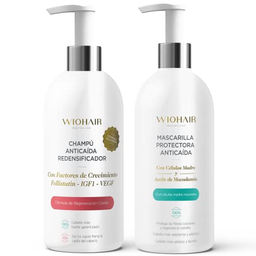 Wiohair Champú y Mascarilla Anticaída 300ml | Previene la caída y Regula la grasa | Cabello limpio, con volumen y brillante | Sin Siliconas y Parabenos | Para Hombres y Mujeres