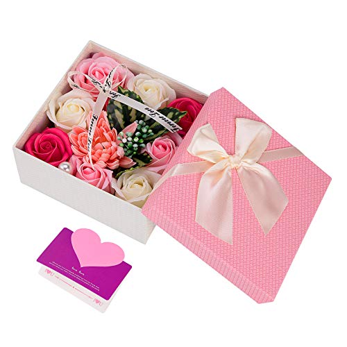 Wisolt Flores Artificiales Rosas de Jabon Perfumado Cajas Regalo Flores de Jabones para Regalar Regalos para Madres Cumpleaños Dia De La Madre Aniversario San Valentin