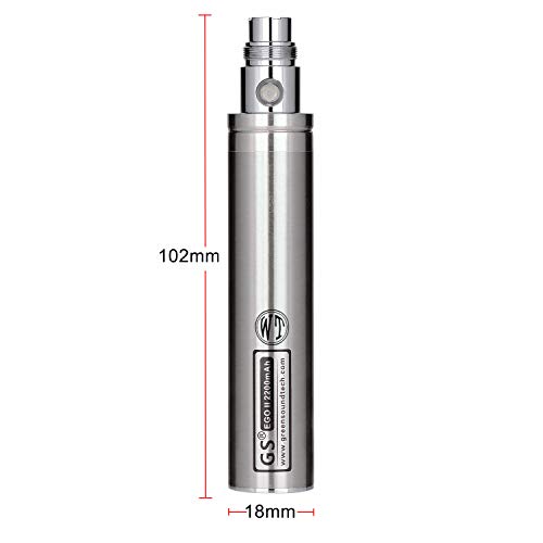 Wolfteeth GS EGO II 2200mAh Batería Recargable, Cable Micro USB, 510 Cigarrillo Electrónico Sin nicotina Ni Tabaco Ni Líquido (Plateado 121501)