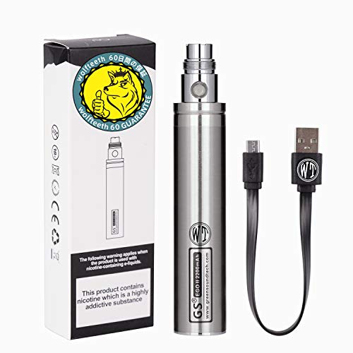 Wolfteeth GS EGO II 2200mAh Batería Recargable, Cable Micro USB, 510 Cigarrillo Electrónico Sin nicotina Ni Tabaco Ni Líquido (Plateado 121501)