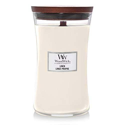 Woodwick Hourglass Vela Aromática en Tarro Grande, Blanco (Linen), 610g