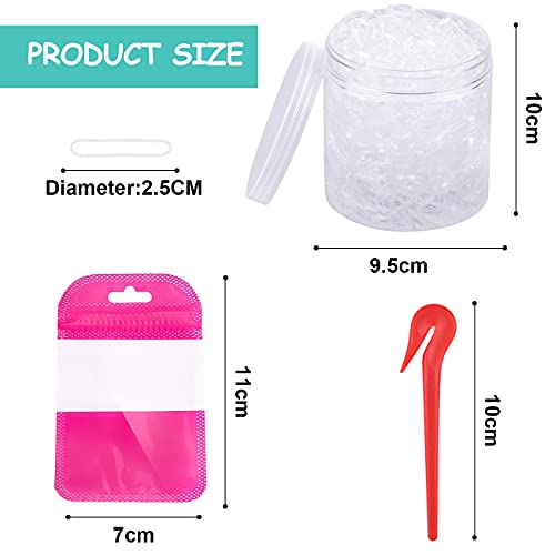 XCOZU 2000 Piezas Bandas de Pelo, Mini Bandas de Goma Para el Pelo con Cortador Removedor, 5 Bolsas Autoselladas, Cintas Elásticas para el Pelo y Suave para Trenzas, Peinado de Boda, Transparentes