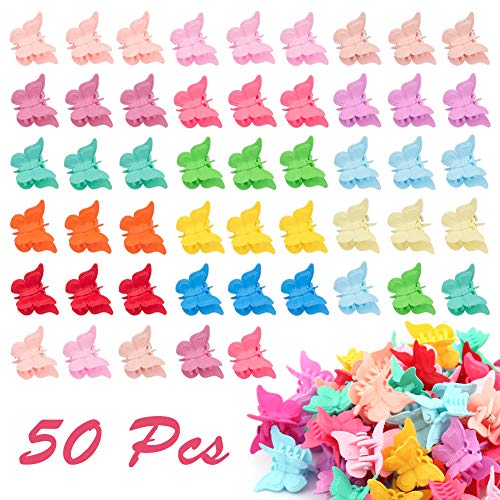 XCOZU Mini Pinzas para El Pelo de Mariposa, 50 Unidades Pinzas Pequeñas para El Pelo Garras de Pelo con Caja para Niñas y Mujeres, Alrededor de 14 Colores