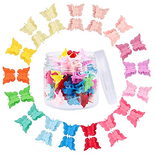 XCOZU Mini Pinzas para El Pelo de Mariposa, 50 Unidades Pinzas Pequeñas para El Pelo Garras de Pelo con Caja para Niñas y Mujeres, Alrededor de 14 Colores