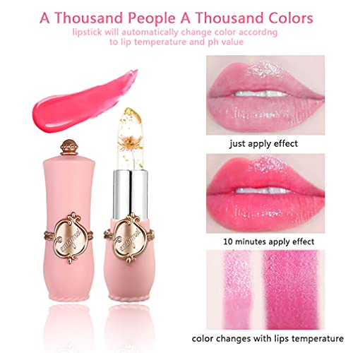 Xiangmall 6 Piezas Labial Flor Cambio de Color Lapiz Labial Transparente Magico Labial Hidratante Brillo Regalo para Mamá Niña (6 Piezas)