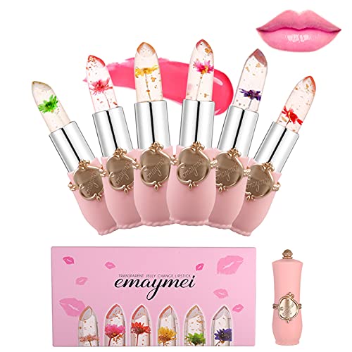 Xiangmall 6 Piezas Labial Flor Cambio de Color Lapiz Labial Transparente Magico Labial Hidratante Brillo Regalo para Mamá Niña (6 Piezas)