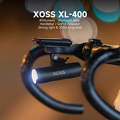 XOSS XL400 Brillante USB Recargable MTB Road Commuter Bike Light, Potente 400 Lúmenes Resistente al Agua Faro de Bicicleta Amplio Angulo de Distribución, Fácil de Instalar para Montar de Noche