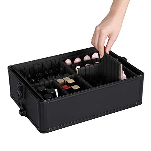 Yaheetech 4 en 1 Maleta de Maquillaje Profesional Trolley Maleta Maletín Estuche Cosmético