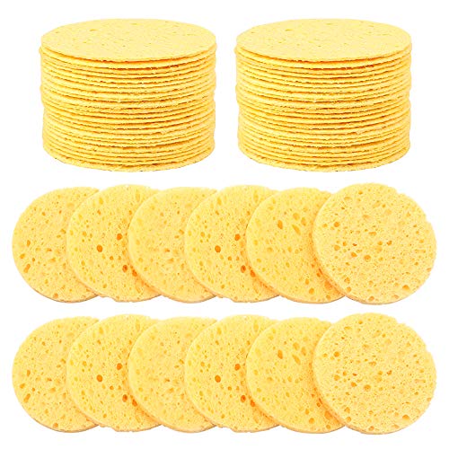 Yangfei 60pcs Esponja Facial Esponjas Desmaquillantes Reutilizables, Esponja de Cara Almohadillas Desmaquillantes para Limpieza Facial, Mascarilla Exfoliante, Desmaquillante (5.1cm)