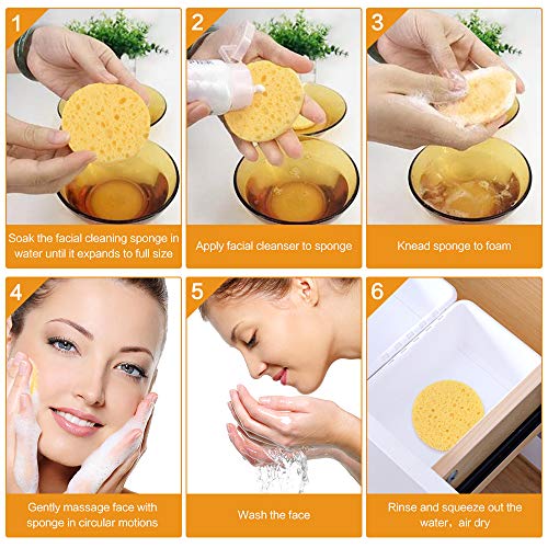 Yangfei 60pcs Esponja Facial Esponjas Desmaquillantes Reutilizables, Esponja de Cara Almohadillas Desmaquillantes para Limpieza Facial, Mascarilla Exfoliante, Desmaquillante (5.1cm)