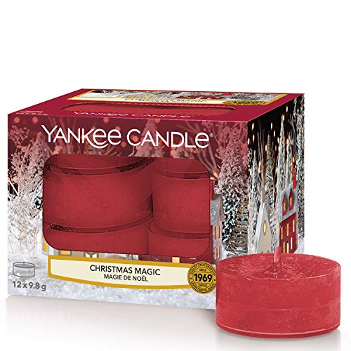 Yankee Candle Christmas Magic Velas de Té Aromáticas, Rojo, 12 x 9.8g