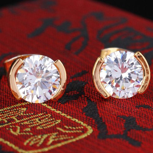 Yazilind elegante 14K Gold Filled bola redonda Circonita cúbico Pequeño Stud Pendientes de Idea regalo de las mujeres