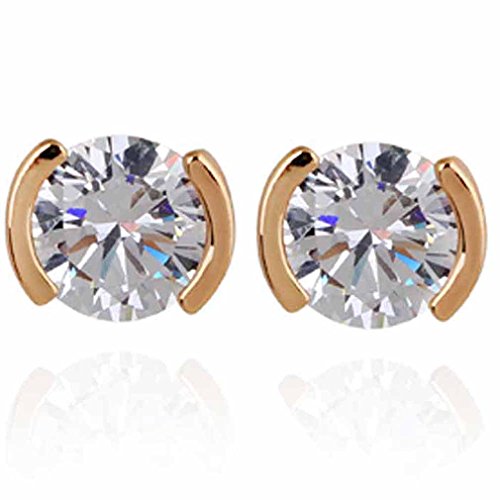 Yazilind elegante 14K Gold Filled bola redonda Circonita cúbico Pequeño Stud Pendientes de Idea regalo de las mujeres