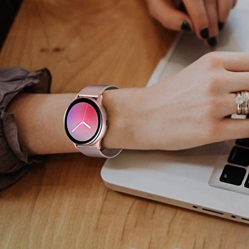 YHC Correas Compatible con Samsung Galaxy Watch Active 2,Pulsera de Reloj Tejida de Acero Inoxidable de 20mm para Galaxy Watch 42mm/Gear S2 Classic/Gear Sport (Rosa Rosa)