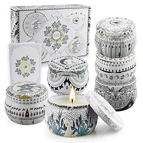 YINUO LIGHT velas perfumadas para mujer, 8 9 12 velas de aromaterapia con cera de soja natural en latas, juego de regalo de vela de lujo para el día de San Valentín / cumpleaños / baño / yoga (6 Set)