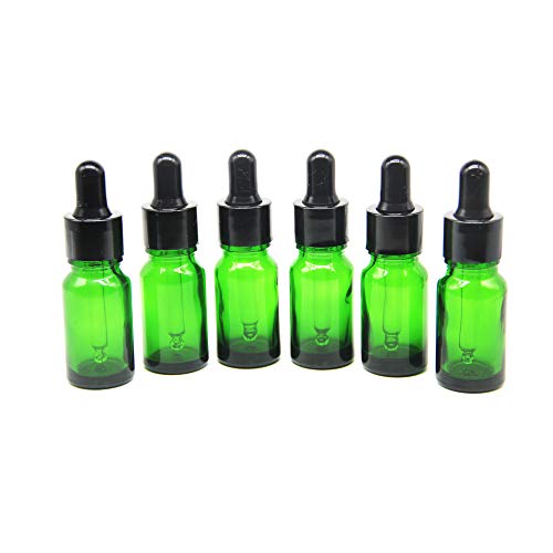 Yizhao Verde Frasco Cuentagotas Cristal 10ml, Botellas Cuentagotas con [Pipeta Cuentagotas Cristal], para Aceite Esencial, Masaje,Fragancia, Aromaterapia, Laboratorio - 12Pcs