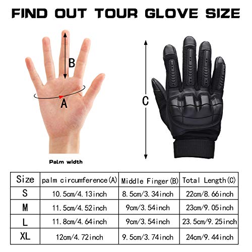 Yizhet Guantes de Motocicleta Hombre, Guantes Ciclismo Tácticos Pantalla Táctil para Movil, Guantes Nudillos Duros Dedo Completo Guantes Térmicos Antideslizante para Caza Escalada Acampar (L)