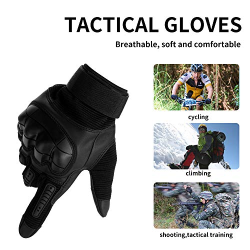 Yizhet Guantes de Motocicleta Hombre, Guantes Ciclismo Tácticos Pantalla Táctil para Movil, Guantes Nudillos Duros Dedo Completo Guantes Térmicos Antideslizante para Caza Escalada Acampar (L)