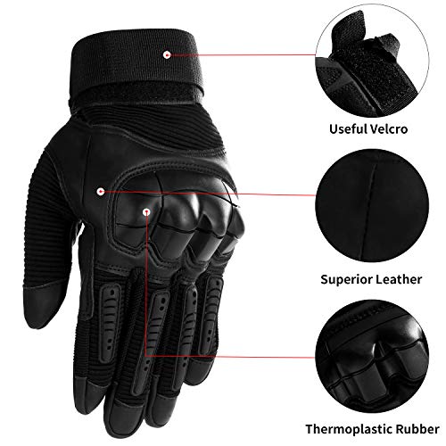 Yizhet Guantes de Motocicleta Hombre, Guantes Ciclismo Tácticos Pantalla Táctil para Movil, Guantes Nudillos Duros Dedo Completo Guantes Térmicos Antideslizante para Caza Escalada Acampar (L)