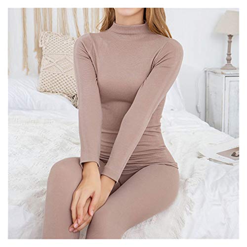 YLXD LDYHSX Cuello de Tortuga de Ropa Interior para Mujeres Ropa Interior térmica Mujer Conjunto cálido otoño Cuerpo Calentador bombón Cuerpo algodón algodón Delgado