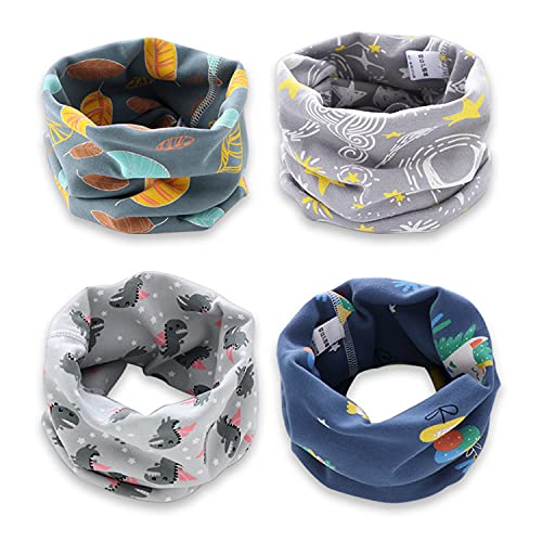 YMIFEEY 4Pcs Bufanda Pañuelo Cuello Niños Niñas Bebé Otoño Invierno Algodón Bandana Calentador de Cuello Viaje Al aire libre Pañuelos Bufandas Cuello para Niños Niñas 0-8 Años (Estilo A)