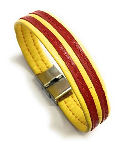 YOJAN PIEL | Pulsera Bandera Catalunya (Medida Ajustable) | Complementos de Moda Unisex para Hombres y Mujeres de Estilo Atemporal y Elegante | Regalos Originales y Exclusivos