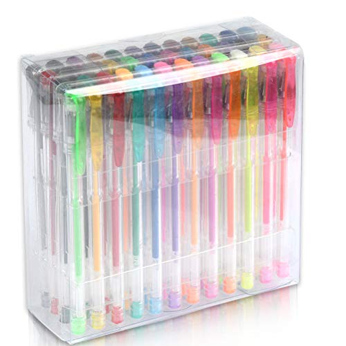 YOTINO 48Pcs Bolígrafos de Tinta Gel Bolígrafos de Gel Purpurina Neón y Pastel Punta 0.5-1mm Boligrafos para Regalar Pintar y Dibujar 48 Colores