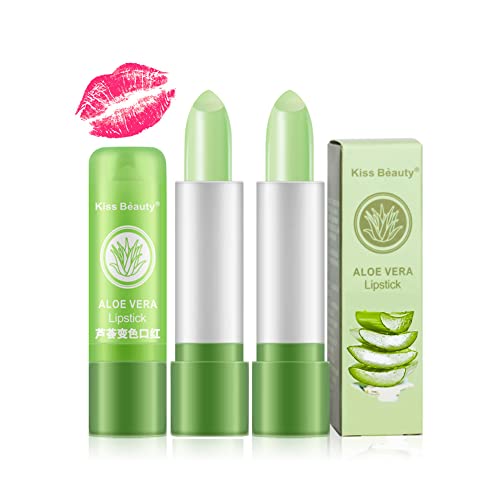 Yuccer 3 Piezas Impermeable Hidratante Pintalabios Cambia Color Natural Lápiz Labial Aloe Vera Pintalabio Larga Duración Mate Maquillaje Regalo Pintalabios Kit para Mujeres Novia Niña (3 PIEZAS)