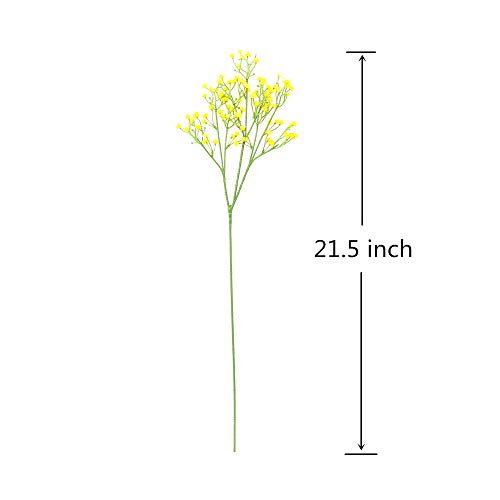 yunuo 12PCS Artificial Baby Breath/Gypsophila Flor de seda Boda Fiesta Decoración Regalo (Amarillo)