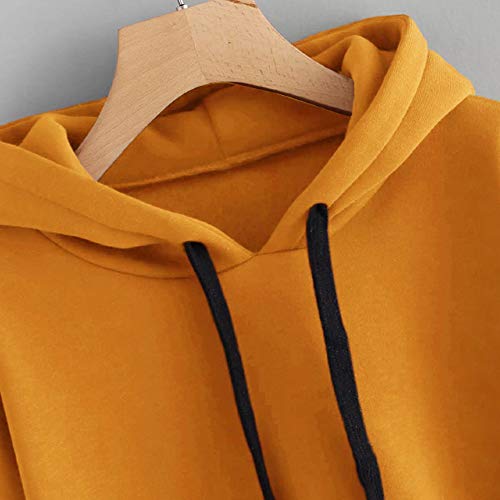 Yvelands Sudaderas para niñas, Sudadera con Capucha y Manga Larga a Rayas para Mujer Sudadera con Capucha y Capucha Tops Bouse. (Amarillo, S)