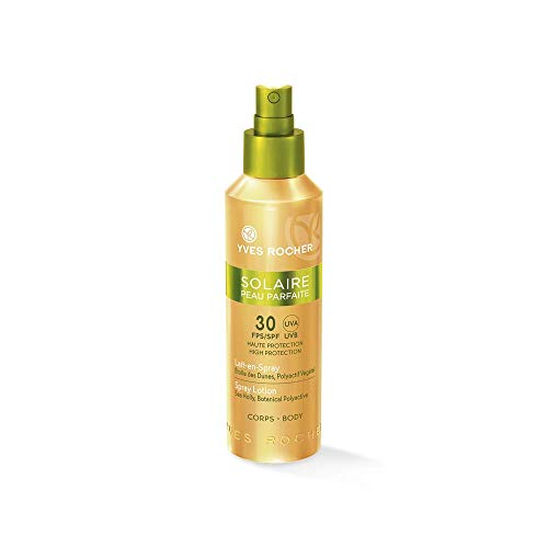 Yves Rocher SOLAIRE PEAU PARFAITE - Leche solar en spray SPF 30, protección solar para el cuerpo, 1 pulverizador de bomba de 150 ml