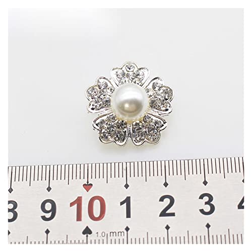 YXSLC Botones 10pcs 24mm Flor Peral Rhinestone Botones Shank Diamante Accesorios Bricolaje Botones de Ropa de Costura. Exquisito y Hermoso, Ligero y Conveniente