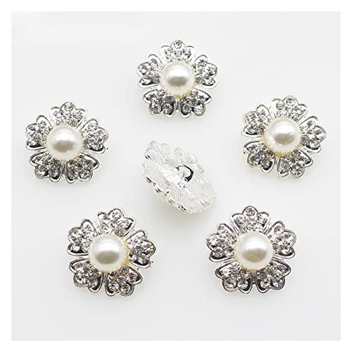 YXSLC Botones 10pcs 24mm Flor Peral Rhinestone Botones Shank Diamante Accesorios Bricolaje Botones de Ropa de Costura. Exquisito y Hermoso, Ligero y Conveniente