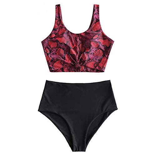 ZAFUL Tankini Set con Relleno Estampado Leopardo High Cut Braguita para Mujer 2019 C, S (EU.36)