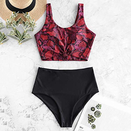 ZAFUL Tankini Set con Relleno Estampado Leopardo High Cut Braguita para Mujer 2019 C, S (EU.36)