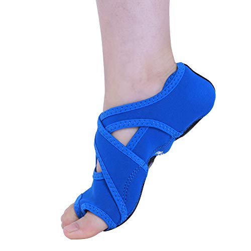 Zapatillas Calcetines de Yoga Antideslizantes , Calcetines de Pilates de Yoga con Dedos de Pies Abrigo Suave Zapatillas de Entrenamiento de Baile con Empuñaduras para Pilates Ballet Hombres(L-azul)