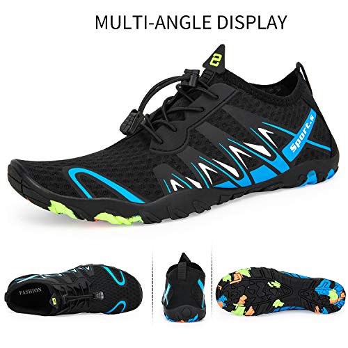 Zapatos de Agua Hombre Mujer Antideslizante Natación de Secado Rápido Playa Surf Ciclismo Zapatos (S901 Azul Negro, 41EUEU)