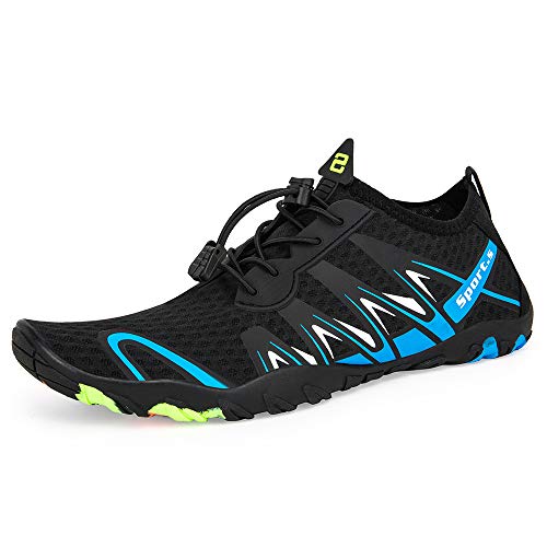 Zapatos de Agua Hombre Mujer Antideslizante Natación de Secado Rápido Playa Surf Ciclismo Zapatos (S901 Azul Negro, 41EUEU)